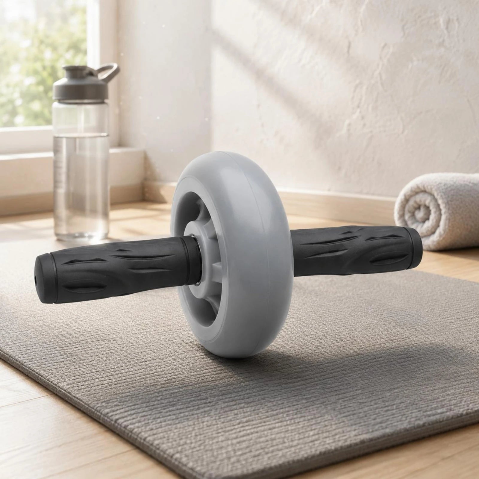 Double-Bearing Ab Roller Wheel with Non-Slip Grips